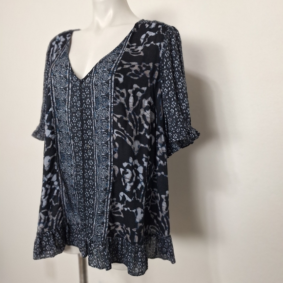 Lucky Brand Boho Floral Mixed Print Bohemian Hippie Retro Blouse Plus Size 2X - Picture 4 of 14
